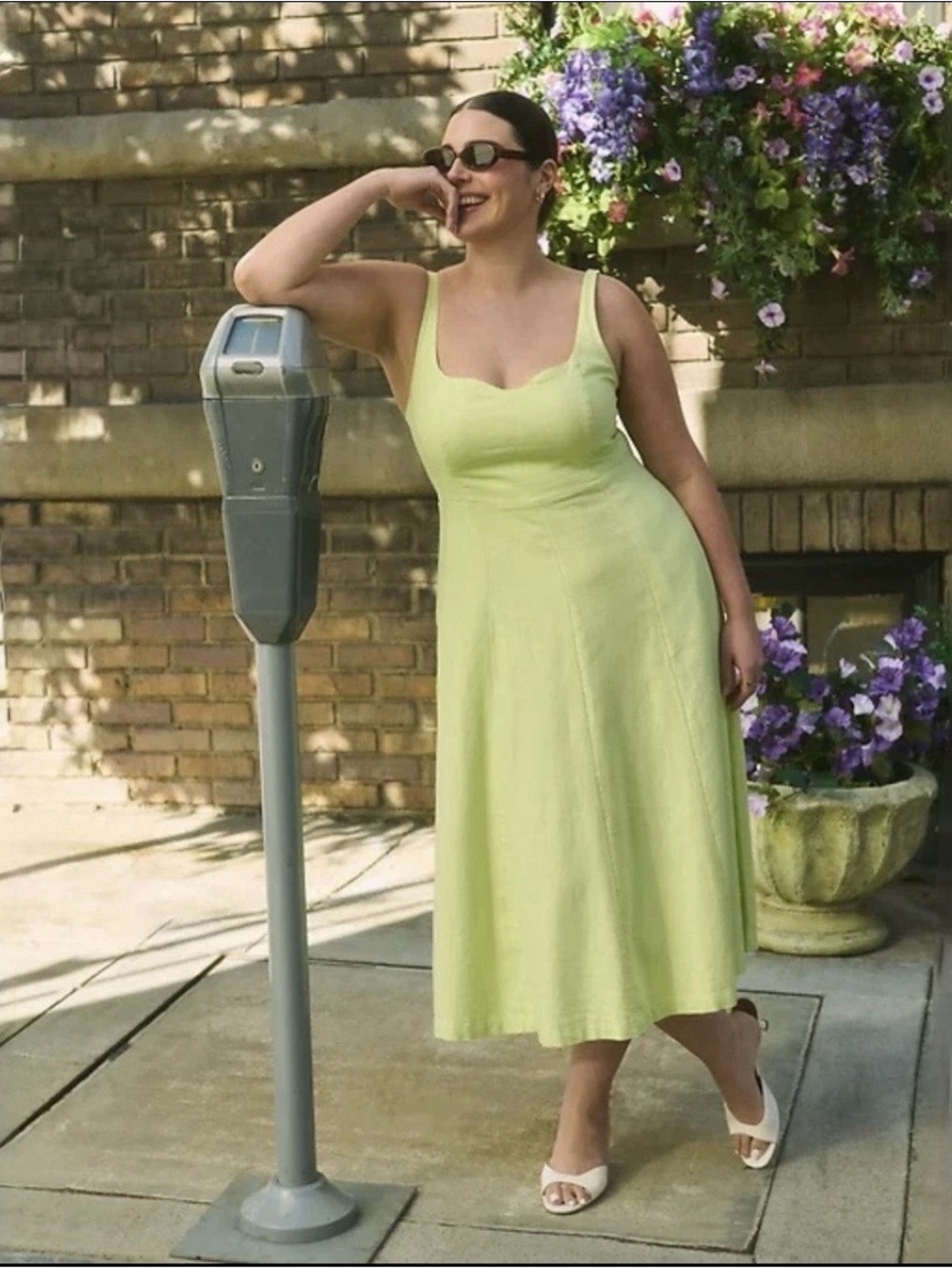 Old Navy linen lime midi dress Size XL